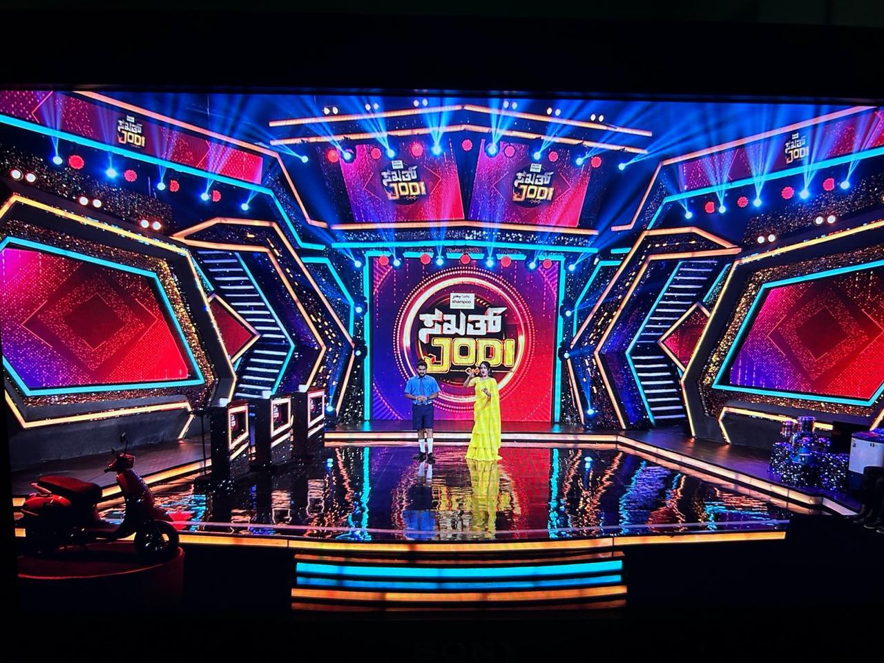 Kannada TV show Jodi set with vibrant LED stage design and professional production lighting