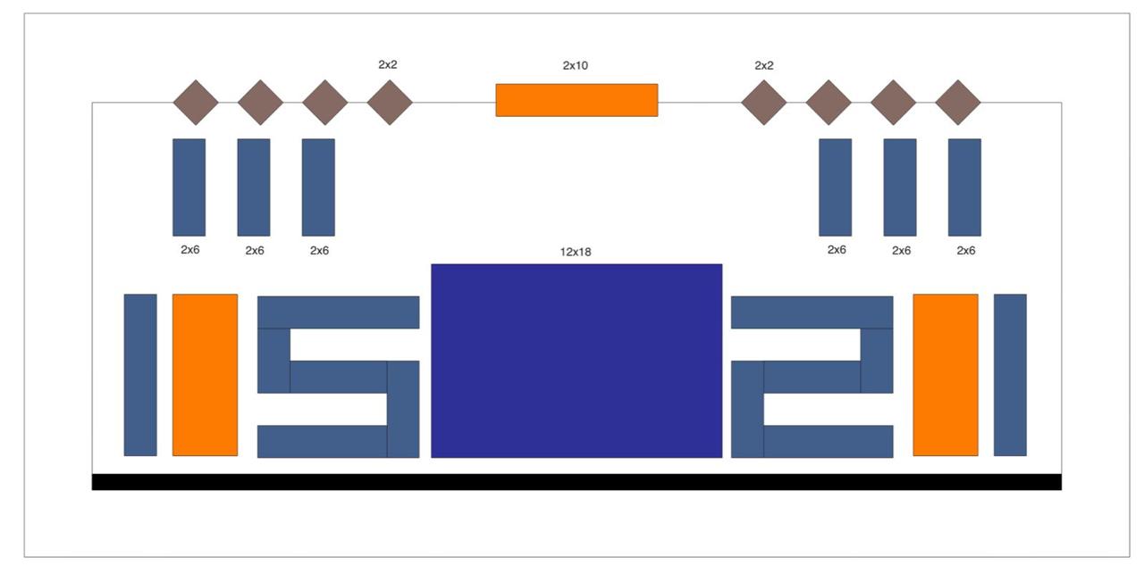 LED screen layout with panel dimensions and design arrangement for event stage production planning